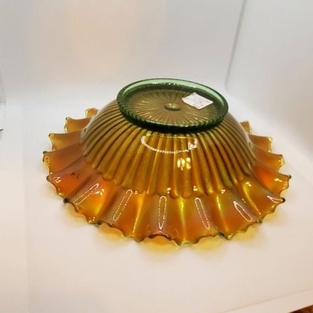 Northwood Stippled Rays Bowl Pie Crust Edge, Vintage Carnival Glass - Picture 4 of 7